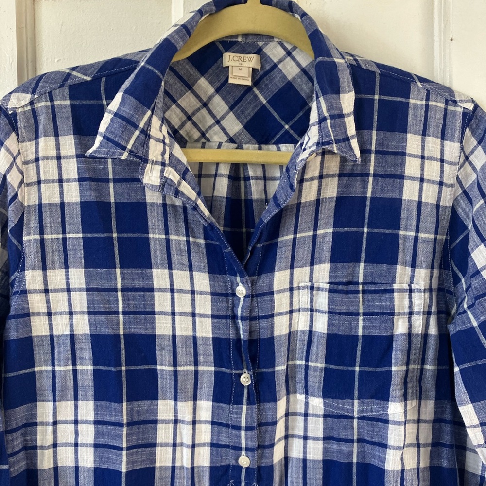 J. Crew Men's Blue Plaid Shirt